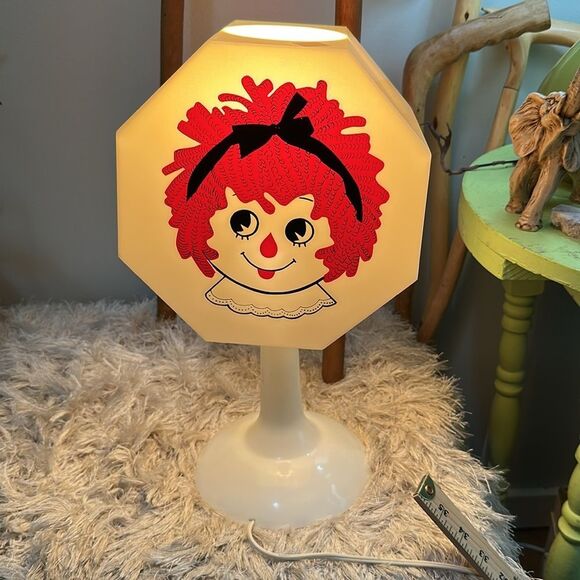 Vintage 70’s Raggedy Ann & Andy Hard Plastic Table Lamp Retro Decor Nostalgic - Picture 3 of 17